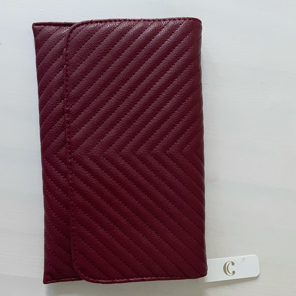 Burgundy clutch bag